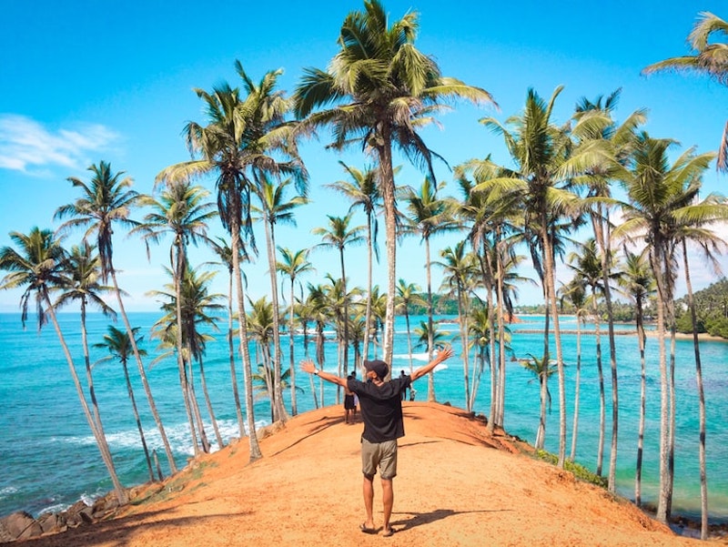 foto de una isla exotica con palmeras hermosa vista al mar